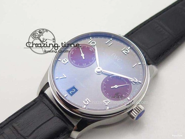 MIROTIME 0406 Portuguese Real PR IW500126 ZF 1:1 Best Edition Grey Red Dial On Black Leather Strap A52010 V Resilient 7333